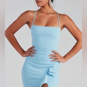 Windsor Tiffany Sleeveless High Slit Formal Dress in Light Blue